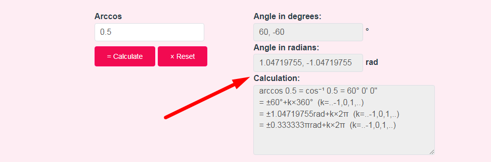 Arccos Calculator Step 3