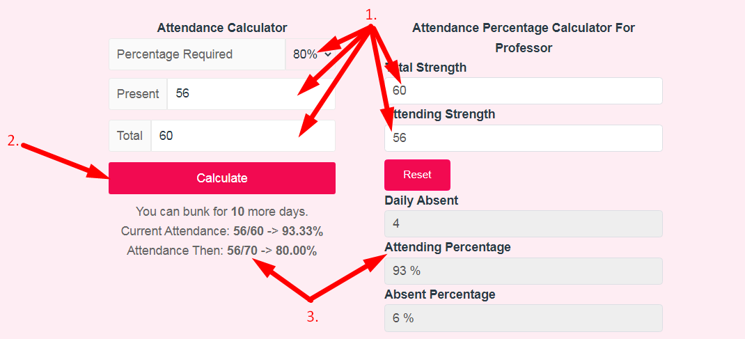 Attendance Calculator Step 2