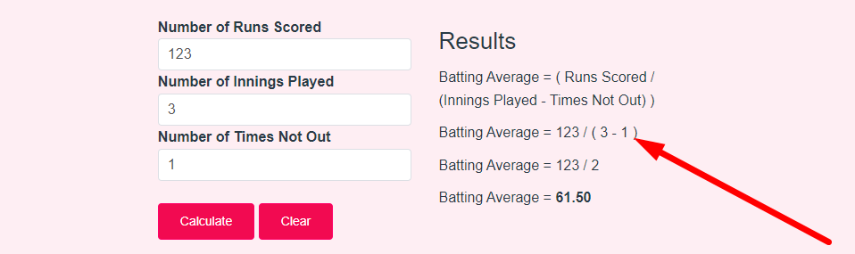 Batting Average Calculator Step 3