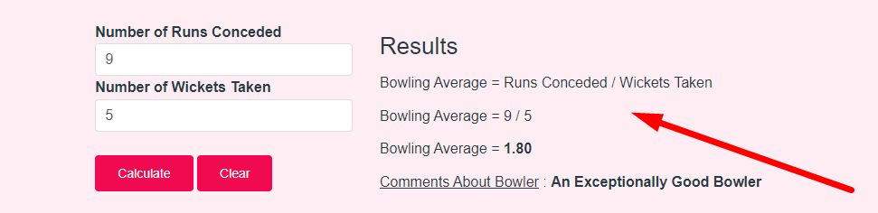 Bowling Average Calculator Step 3