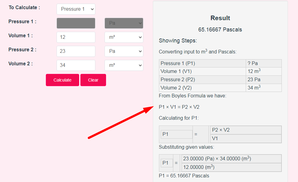 Boyle's Law Calculator Step 3