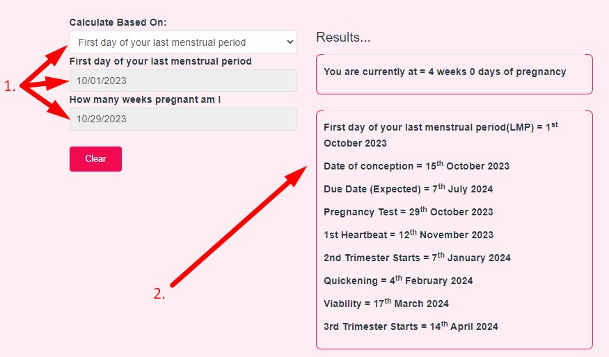 Conception calculator Step 2