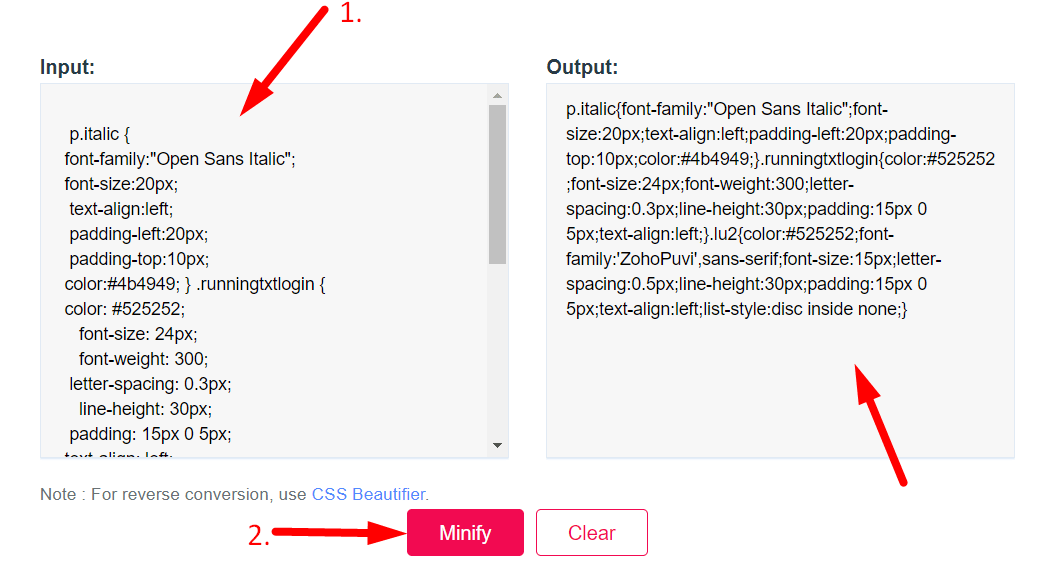 CSS Minifier Step 2