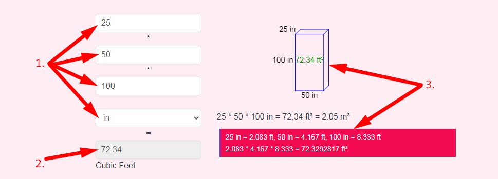 Cubic Feet Calculator Step 2