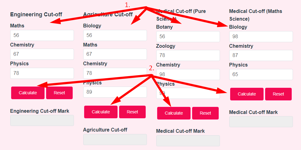 Cutoff Calculator Step 2