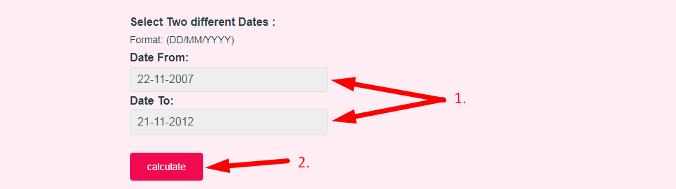 Date Difference Calculator Step 2