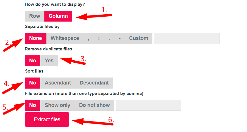 Files URL's Extractor Step 3