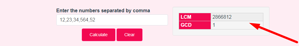 GCD and LCM Calculator Step 3