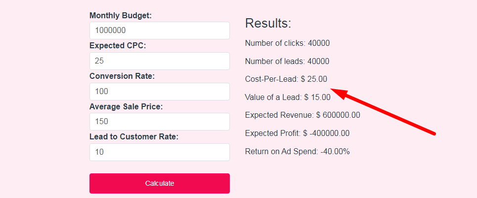 Google Ads Revenue Calculator Step 3