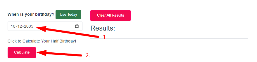 Half Birthday Calculator Step 2