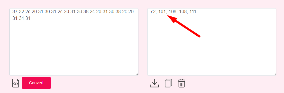 HEX to ASCII converter Step 3