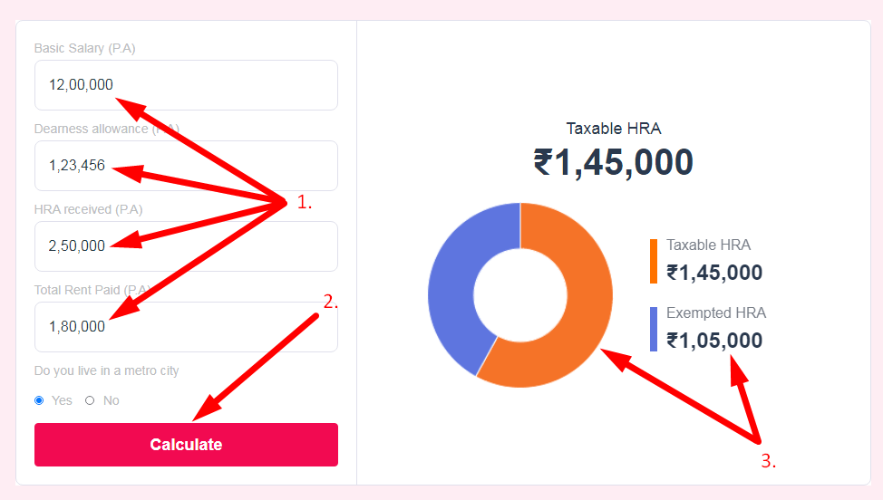 HRA calculator Step 2