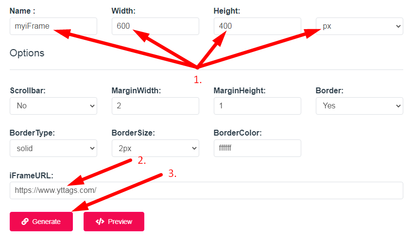 iFrame Generator Step 2