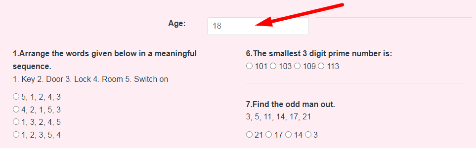 IQ Calculator Step 2