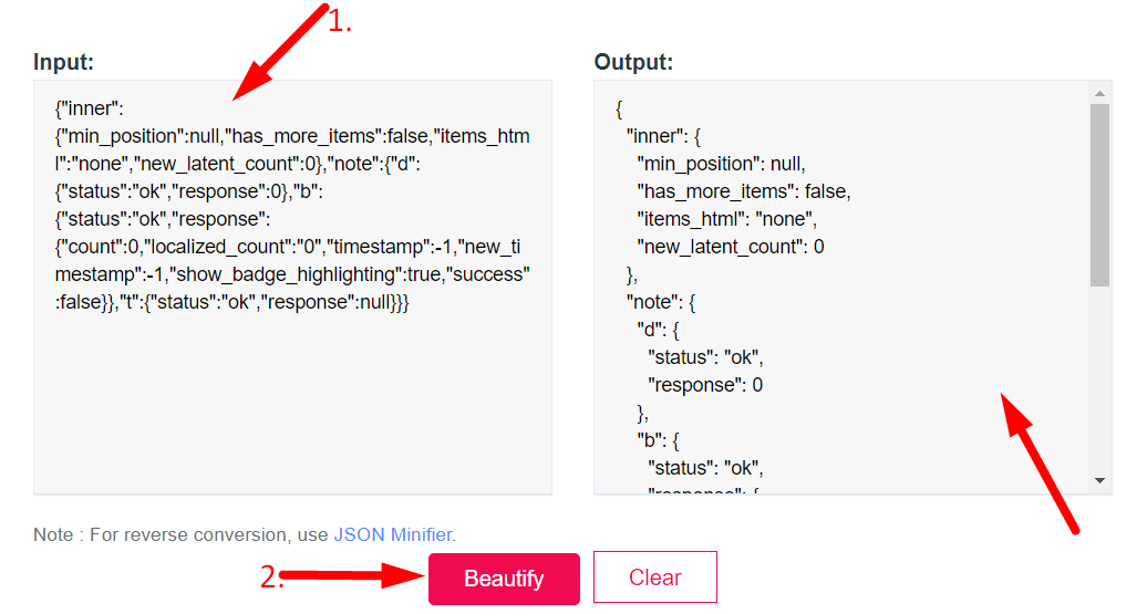 JSON Prettify Step 2