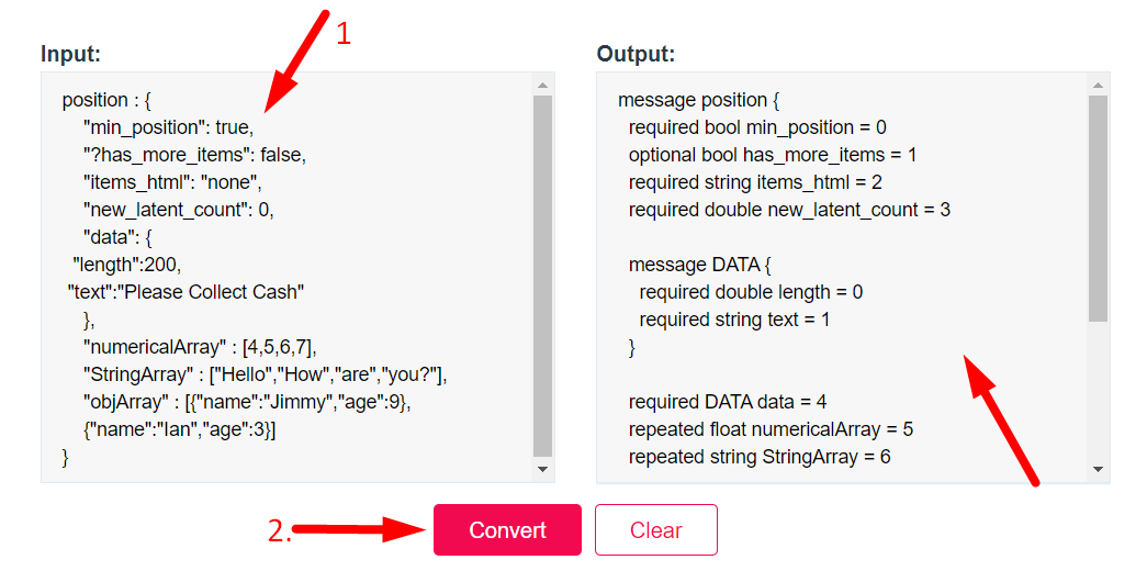 JSON to Protobuf Creator Step 2