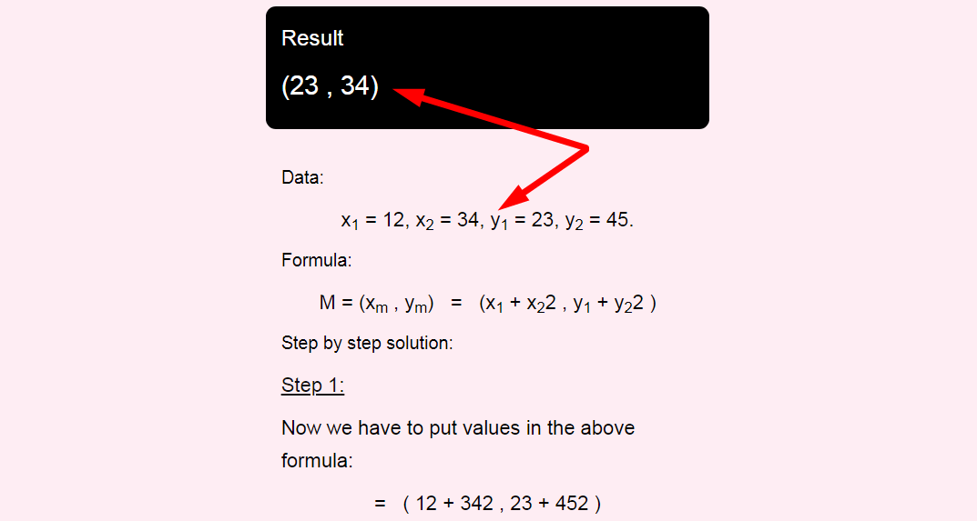 Midpoint Calculator Step 3