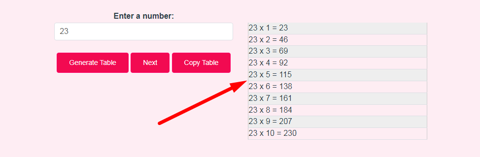 Multiplication Table Generator Step 3