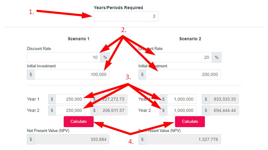 NPV Calculator Step 2