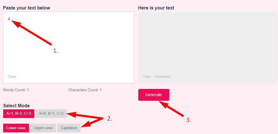 Numbers to Letters Step 2