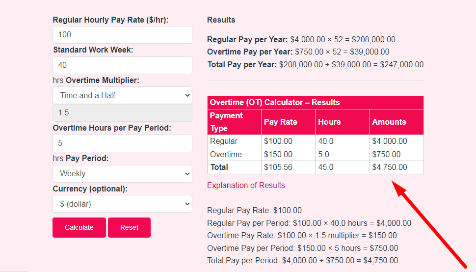 Overtime Calculator Step 3