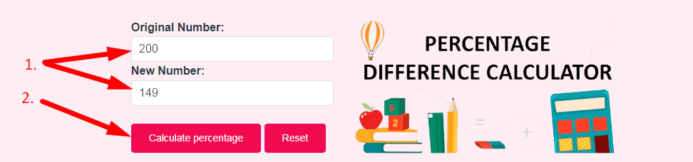 Percentage Difference Calculator Step 2