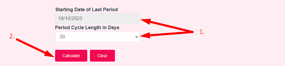 Period calculator Step 2