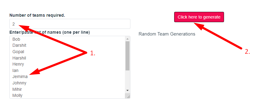 Random Team Generator Step 2