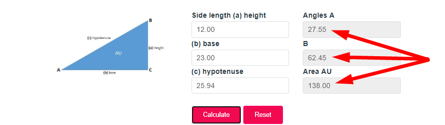 Right Angle Triangle Calculator Step 3