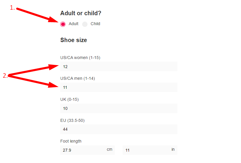 Shoe Size Calculator Step 2