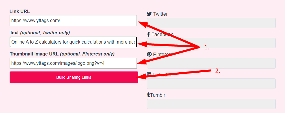 Social Share Link Generator Step 2