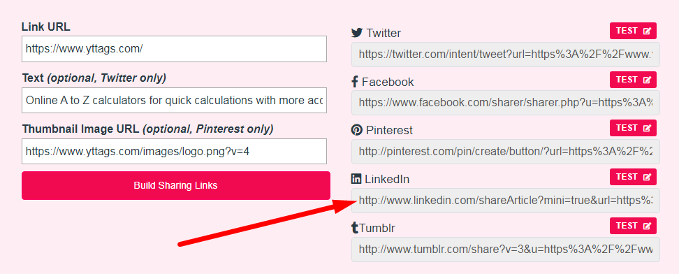 Social Share Link Generator Step 3