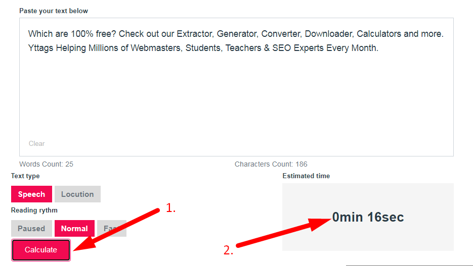 Speech time calculator Step 3