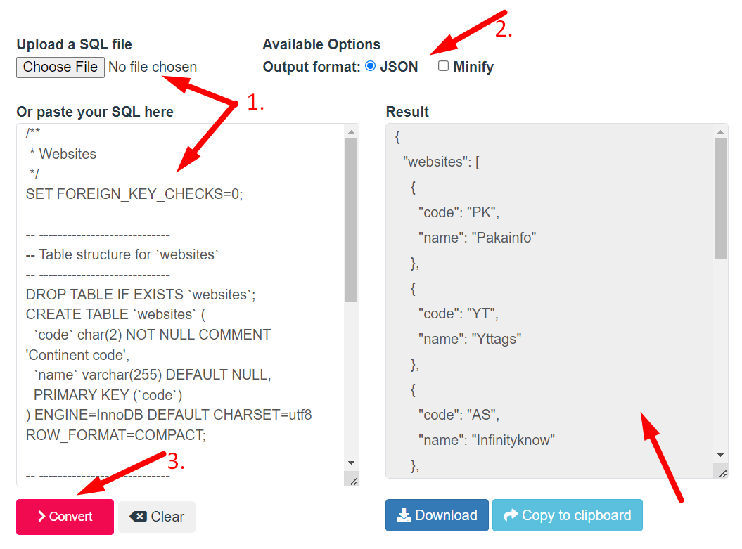 SQL To JSON Converter Step 2