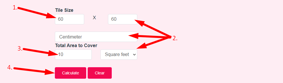 Tiles Calculator Step 2