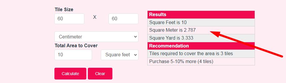 Tiles Calculator Step 3