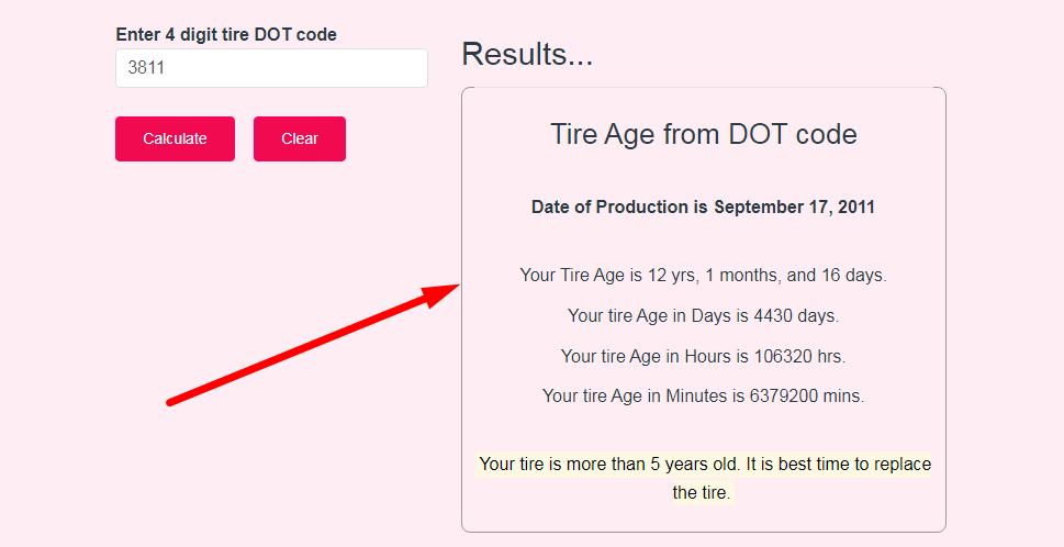 Tire Age Calculator Step 3