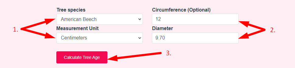 Tree Age Calculator Step 2