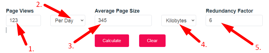 Website Bandwidth Calculator  Step 2