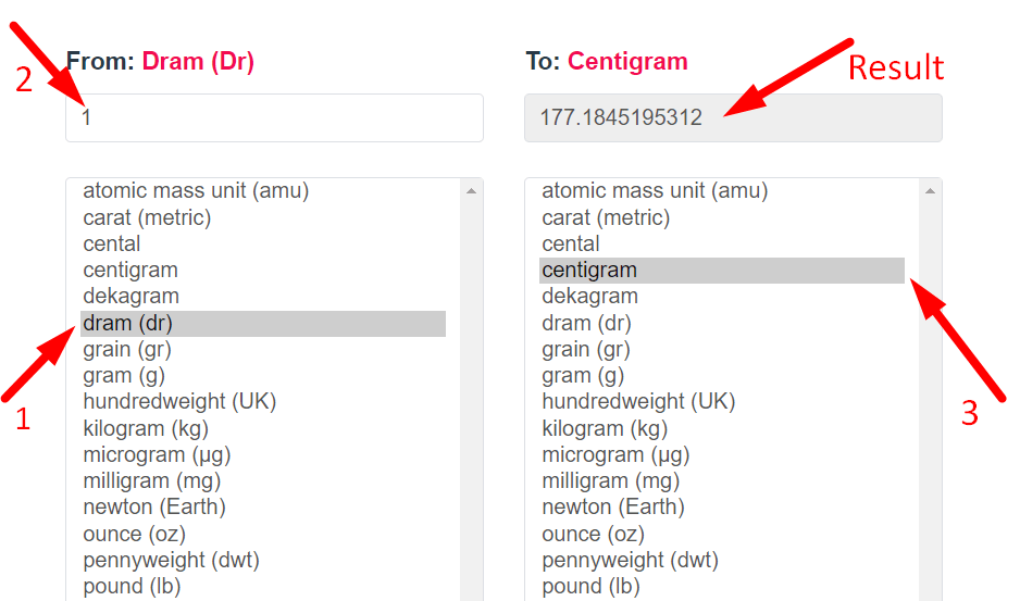 Weight Conversion Step 2